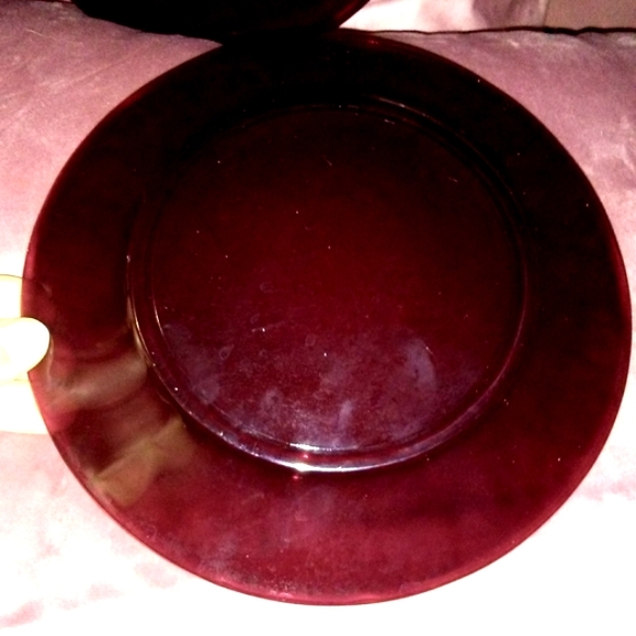 Vintage Christmas Cafe Ruby Red Glass Dessert Dish Bread Plate Anchor Cafecore - Picture 4 of 5